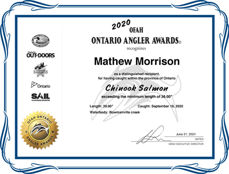 Ontario Angler Awards - Chinook Salmon