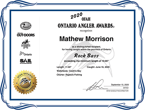 Ontario Angler Awards - Rock Bass
