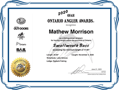  Ontario Angler Awards - Smallmouth Bass